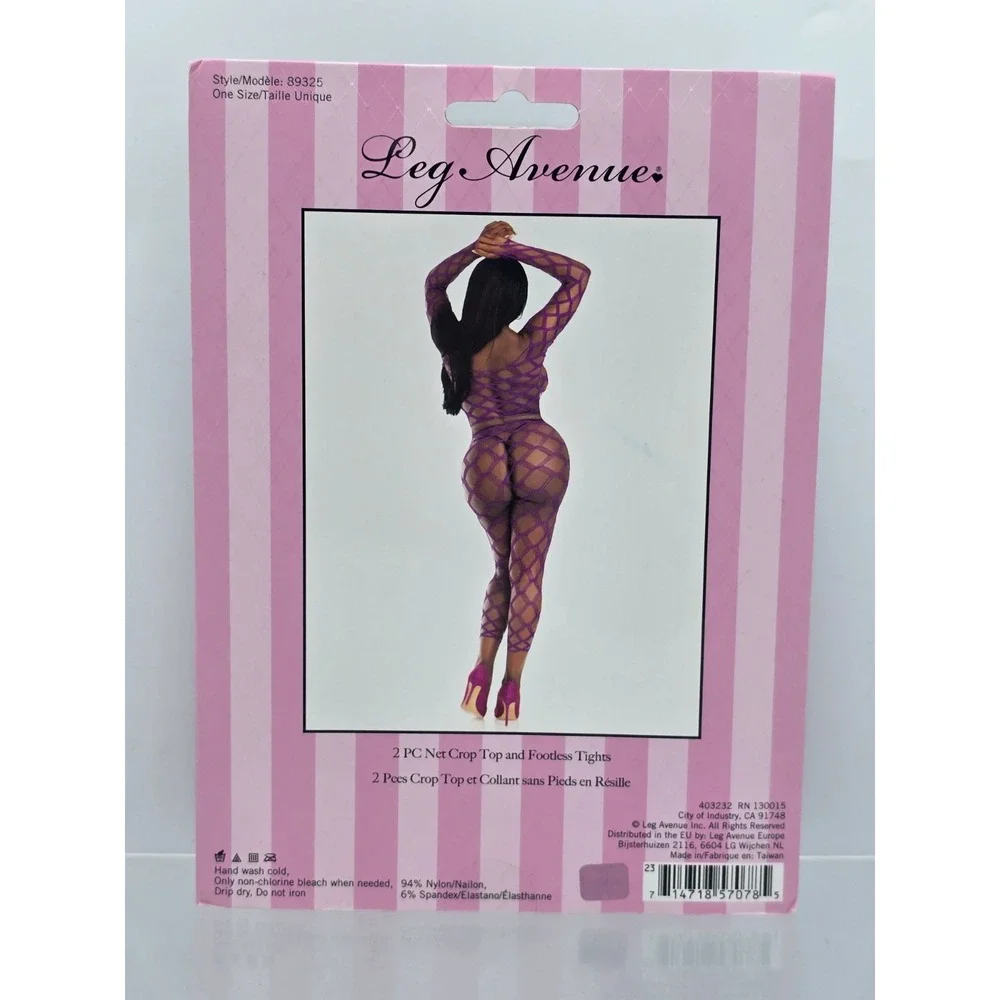 2PC Net Crop Top‎ & Footless Tights  - HOT - 1 Size